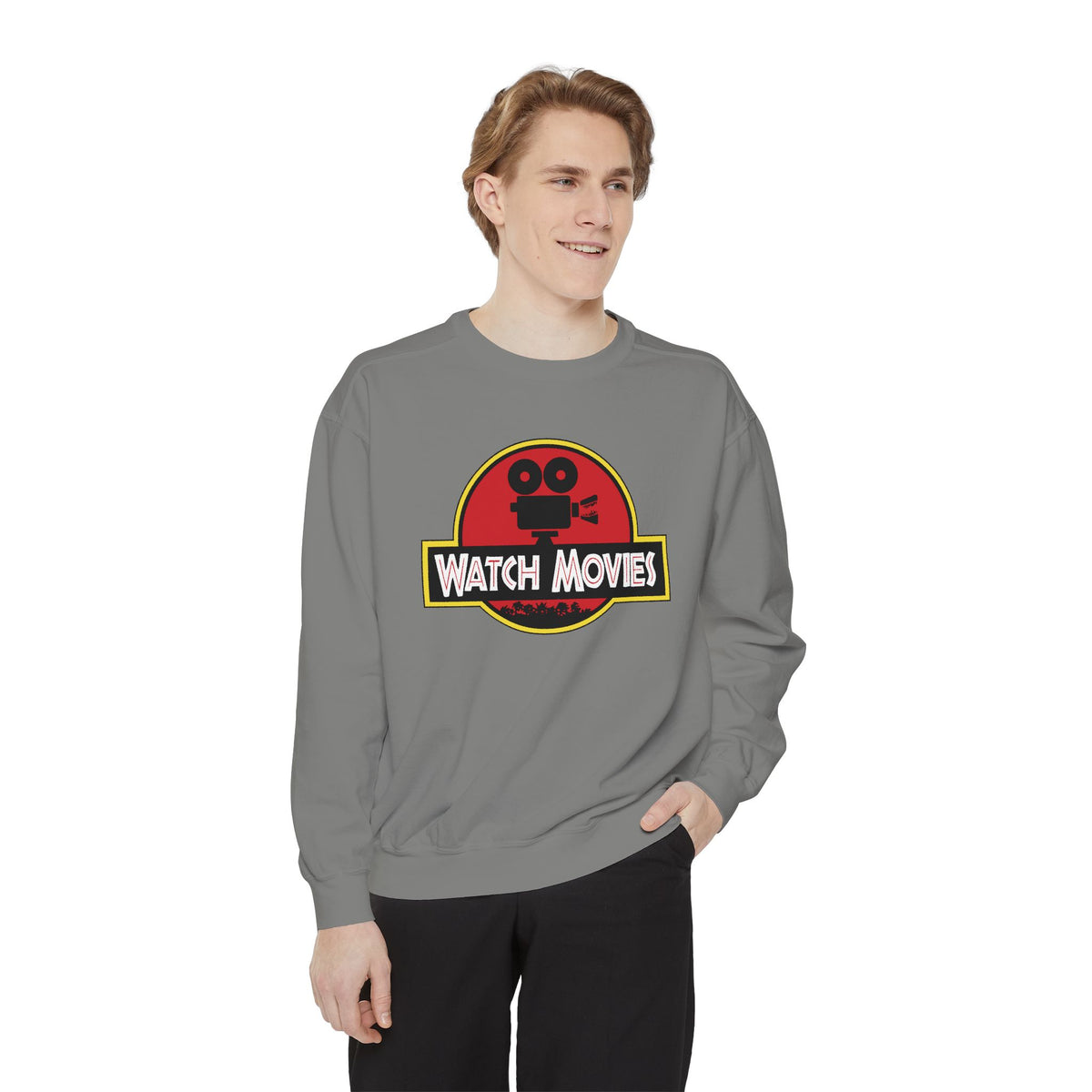 Find A Way To Watch Movies Sweatshirt by Watch With Apollo, dinosaur movie parody sweatshirt, view 11