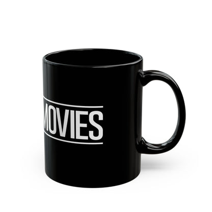 Watch Movies Phase One Black Mug by Watch With Apollo, superhero movie parody mug, view 3