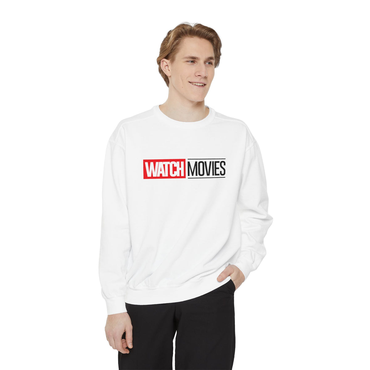 Watch Movies Phase One Sweatshirt by Watch With Apollo, superhero movie parody sweatshirt, view 4