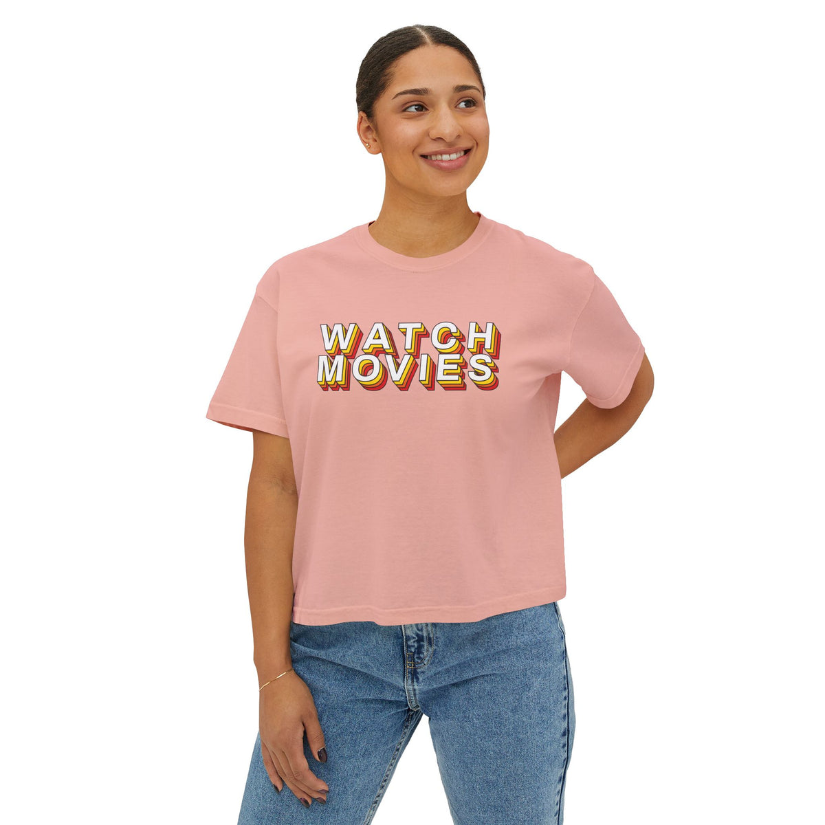 Watch Movies Retro Boxy Tee by Watch With Apollo, women's retro movie boxy tee, view 11