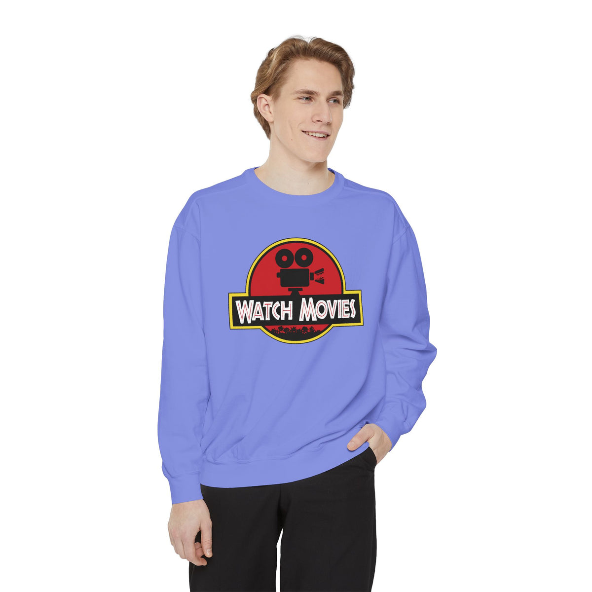 Find A Way To Watch Movies Sweatshirt by Watch With Apollo, dinosaur movie parody sweatshirt, view 14