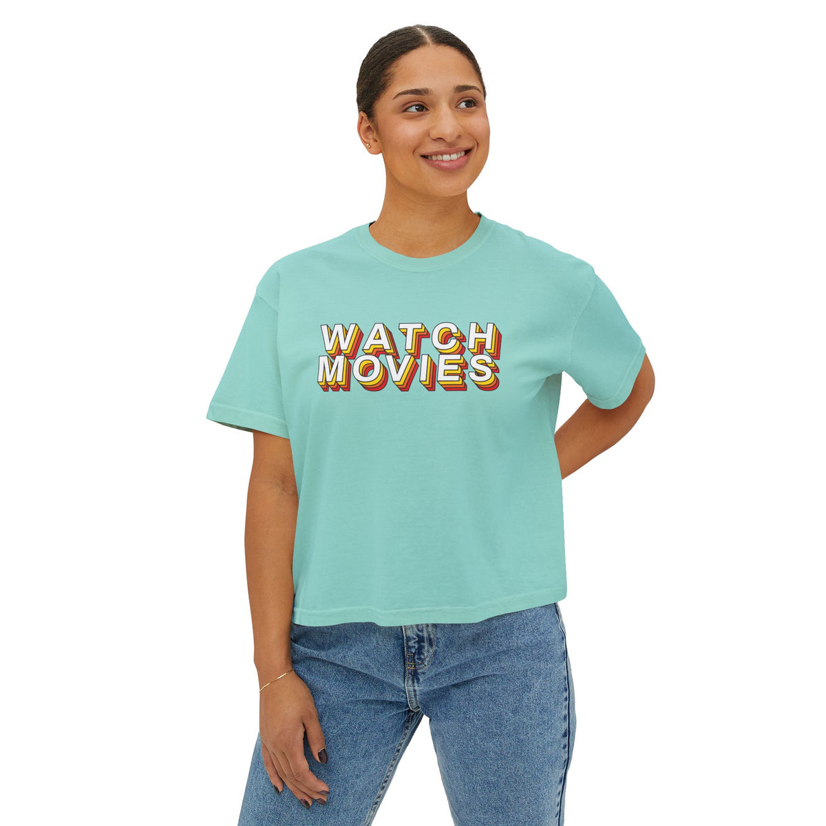Watch Movies Retro Boxy Tee by Watch With Apollo, women's retro movie boxy tee, view 13