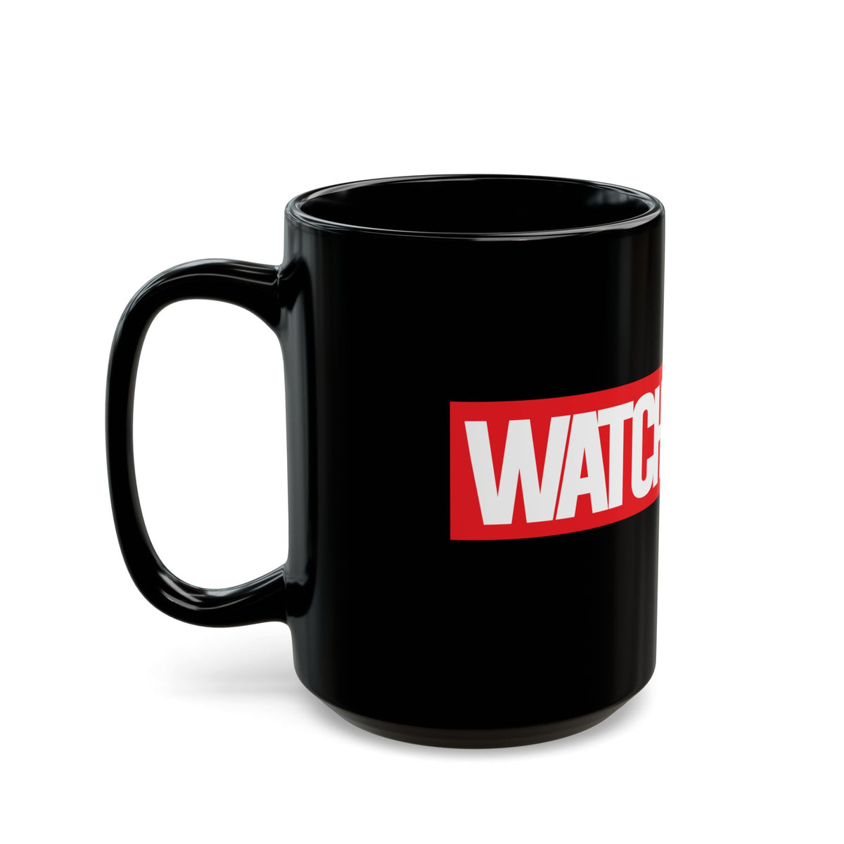 Watch Movies Phase One Black Mug by Watch With Apollo, superhero movie parody mug, view 7