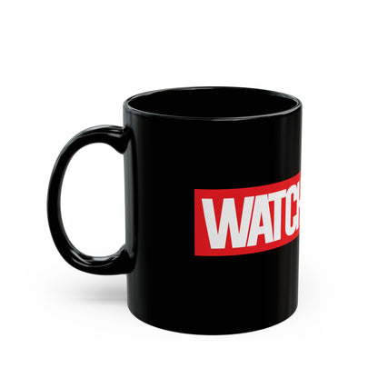 Watch Movies Phase One Black Mug by Watch With Apollo, superhero movie parody mug, view 4