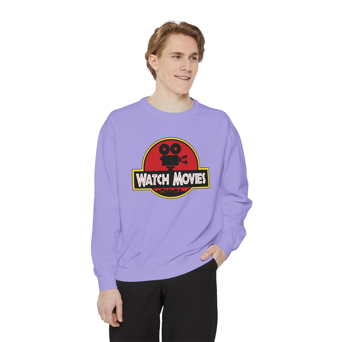 Find A Way To Watch Movies Sweatshirt by Watch With Apollo, dinosaur movie parody sweatshirt, view 16