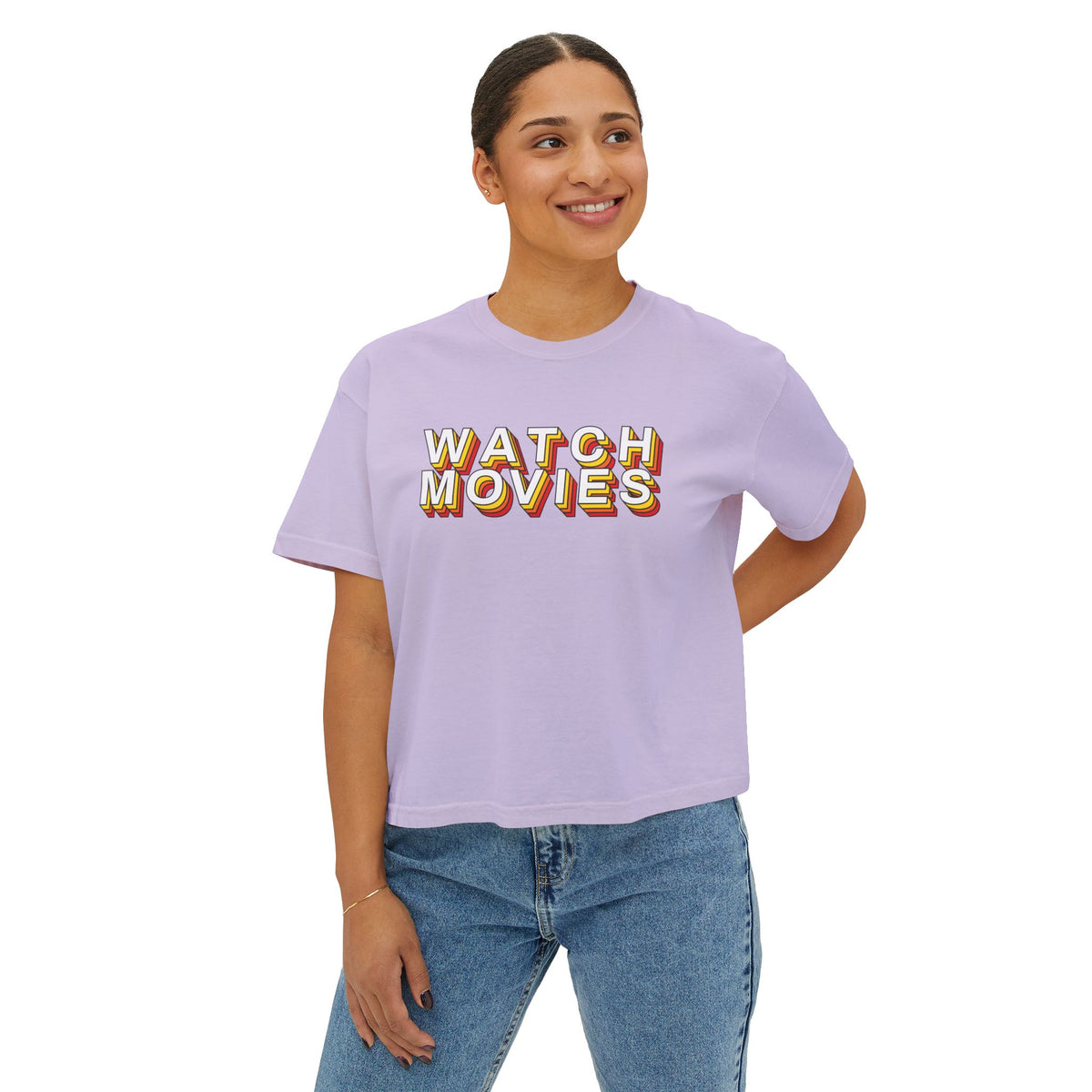 Watch Movies Retro Boxy Tee by Watch With Apollo, women's retro movie boxy tee, view 15