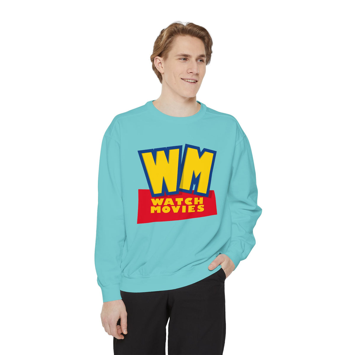 Watch Movies Toy Box Sweatshirt by Watch With Apollo, animated movie parody sweatshirt, view 11