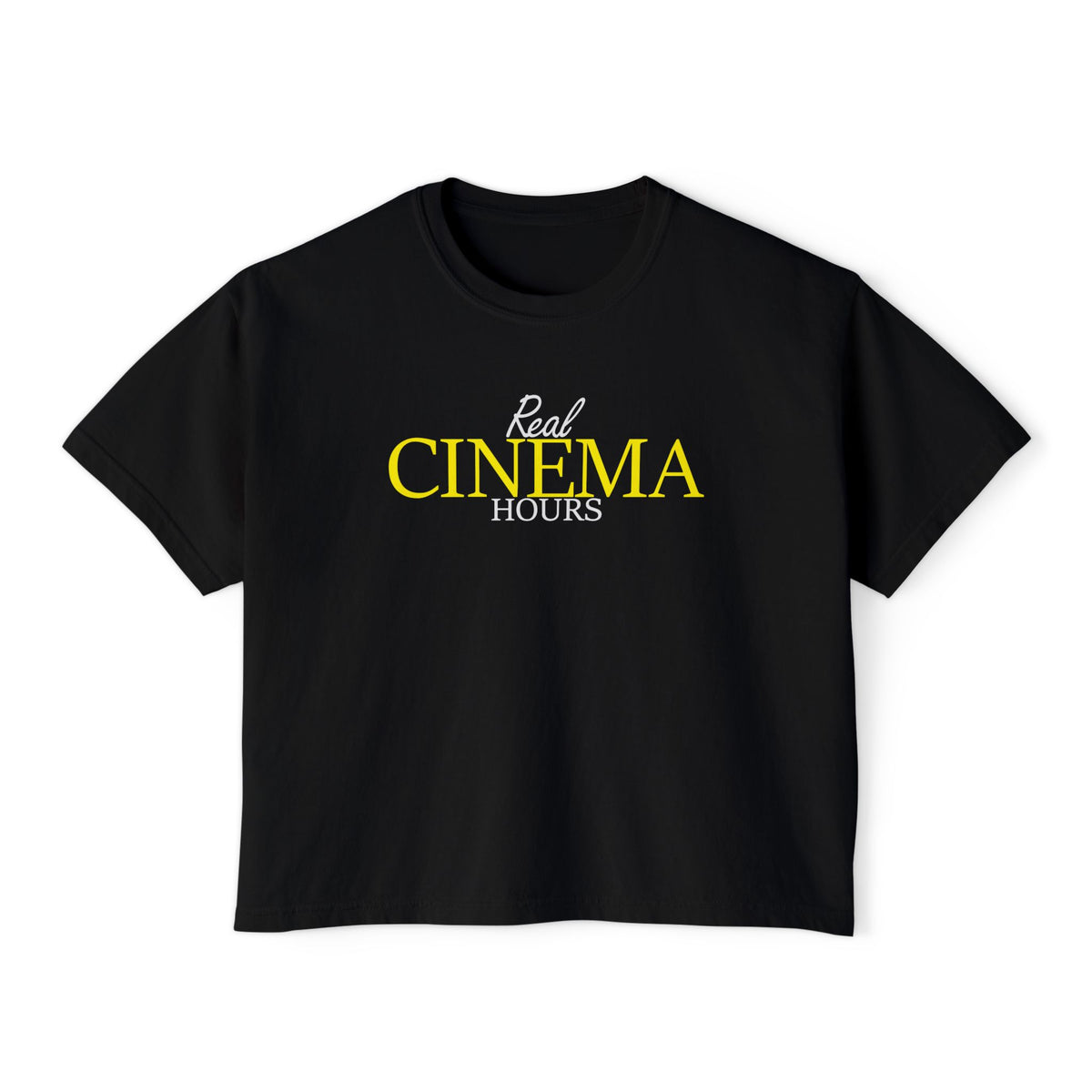 Real Cinema Hours Boxy Tee by Watch With Apollo, women's movie theater boxy tee, view 4