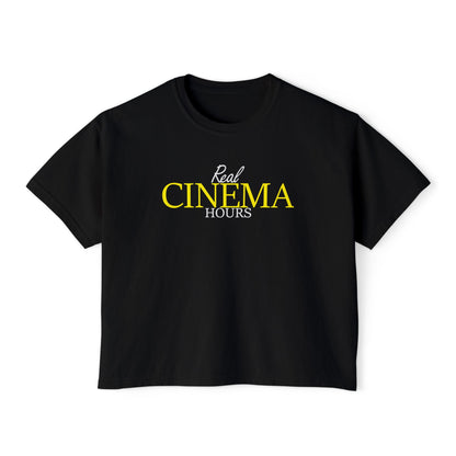 Real Cinema Hours Boxy Tee by Watch With Apollo, women's movie theater boxy tee, view 4