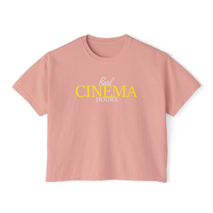 Real Cinema Hours Boxy Tee by Watch With Apollo, women's movie theater boxy tee