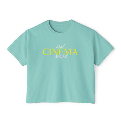 Real Cinema Hours Boxy Tee by Watch With Apollo, women's movie theater boxy tee, view 3