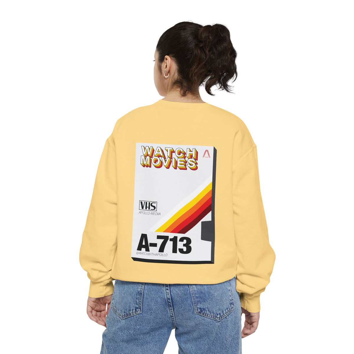 Watch Movies Retro Sweatshirt by Watch With Apollo, retro movie crewneck, view 24